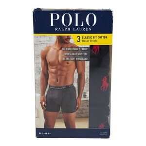 Polo Ralph Lauren Mens L 3 Pack Classic Fit Cotton Boxer Briefs Soft Breathable